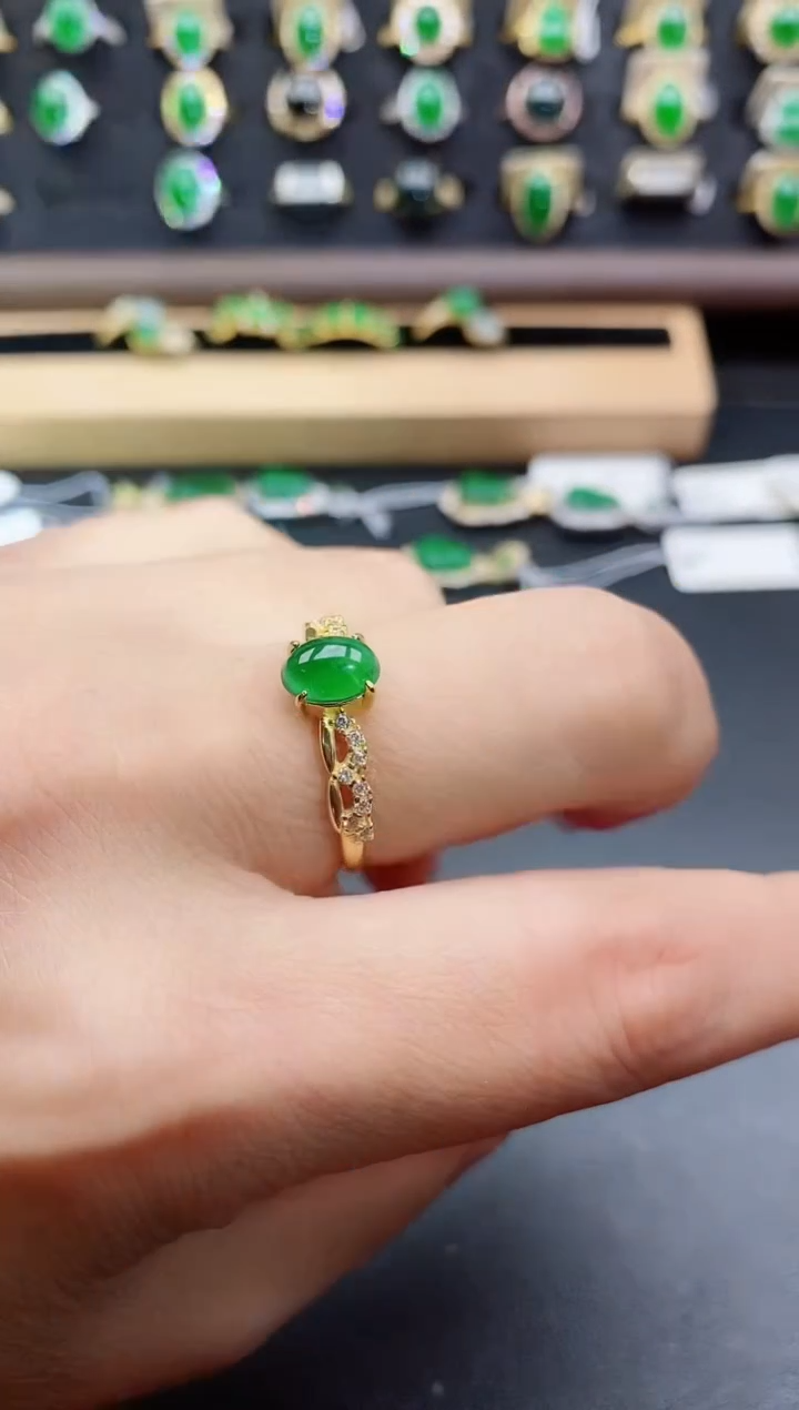 银S925镶嵌戒指翡翠1