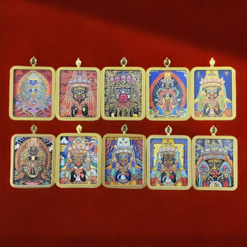 【扎基拉姆】尼泊尔吊坠毛衣链挂坠手工唐卡黑财神唐卡不动明王