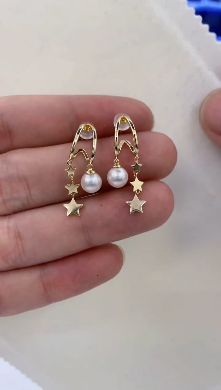 银S925镶嵌耳饰海水珍珠  