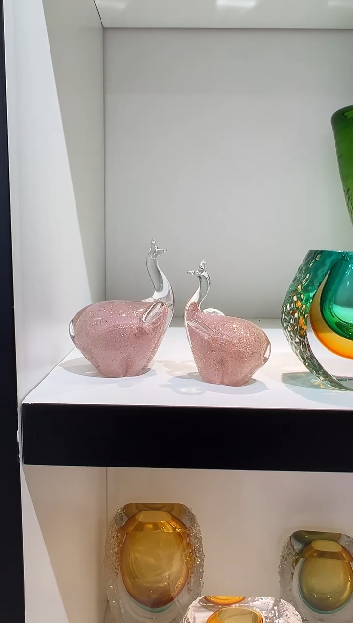 琉璃粉色小大象摆件