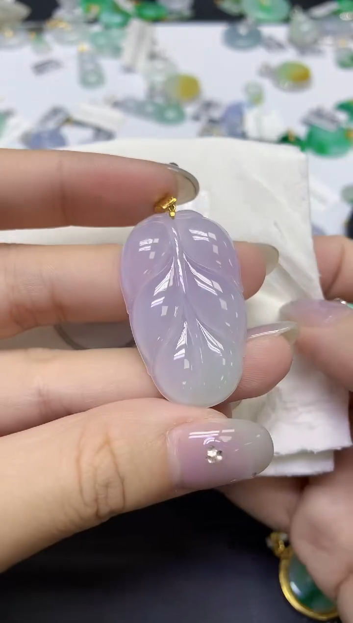 颈饰18K金镶嵌翡翠天然缅甸翡翠A货百元以上9元证书费自理