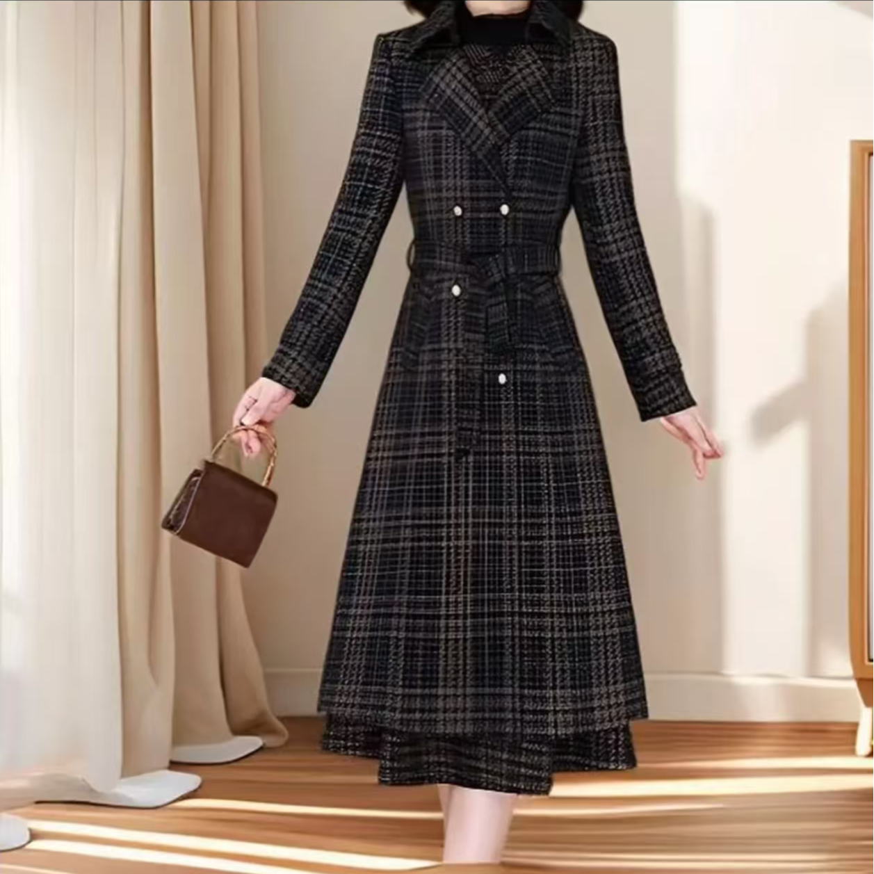 新中式国风套装连衣裙女春秋2025款高端小个子妈妈打底裙穿搭二件