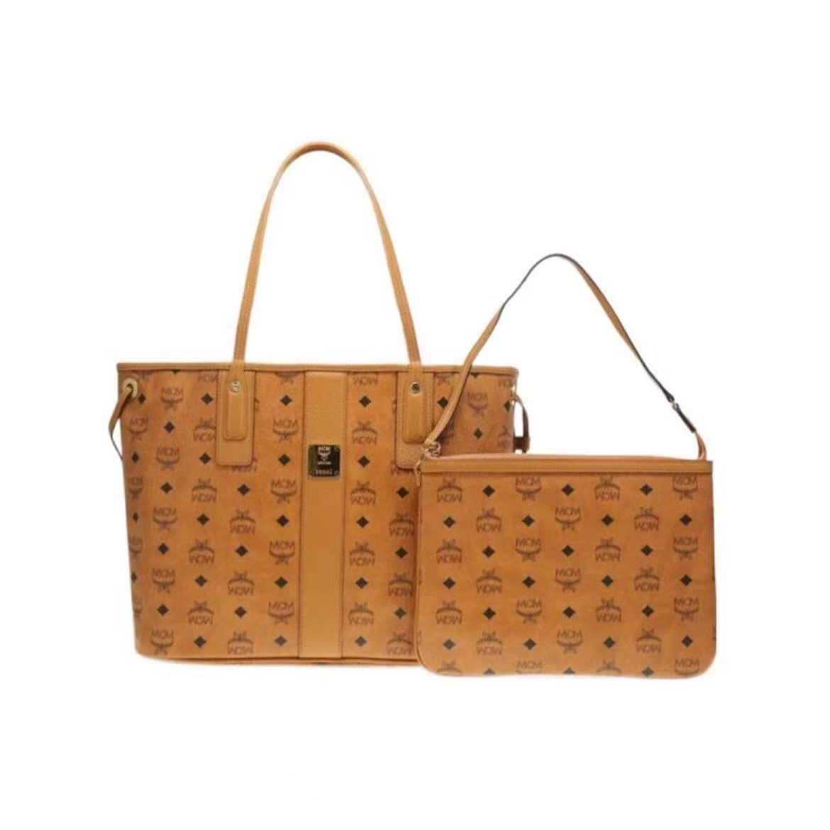 未使用 MCM 新款中号干邑色子母tote