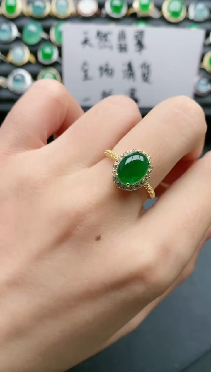【闪购商品】翡翠戒指银S925镶嵌111111