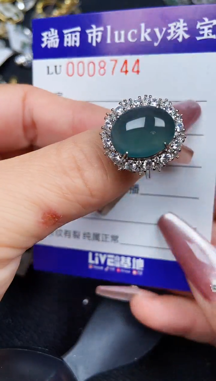 翡翠银S925镶嵌颈饰8744