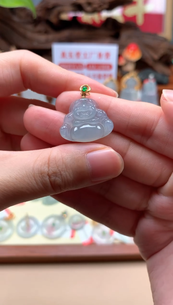 【闪购商品】翡翠18K金镶嵌颈饰佛公