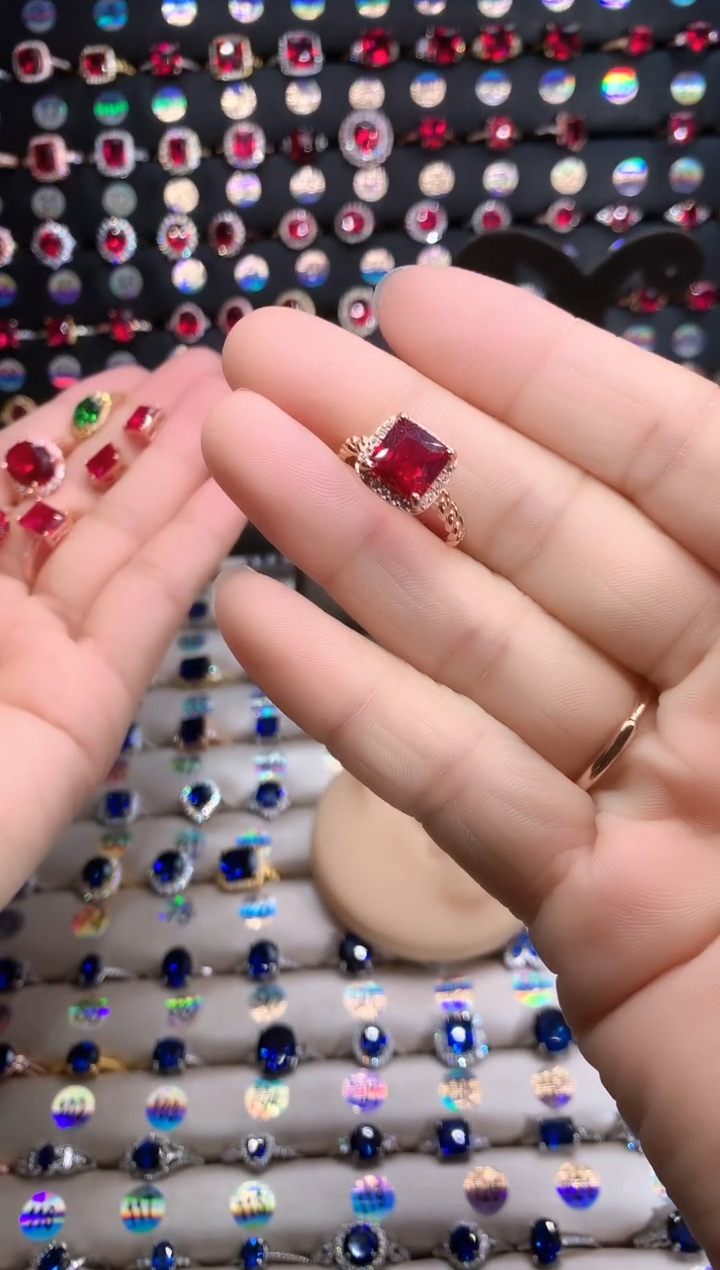 【闪购商品】红宝石戒指银S925镶嵌玫瑰金8