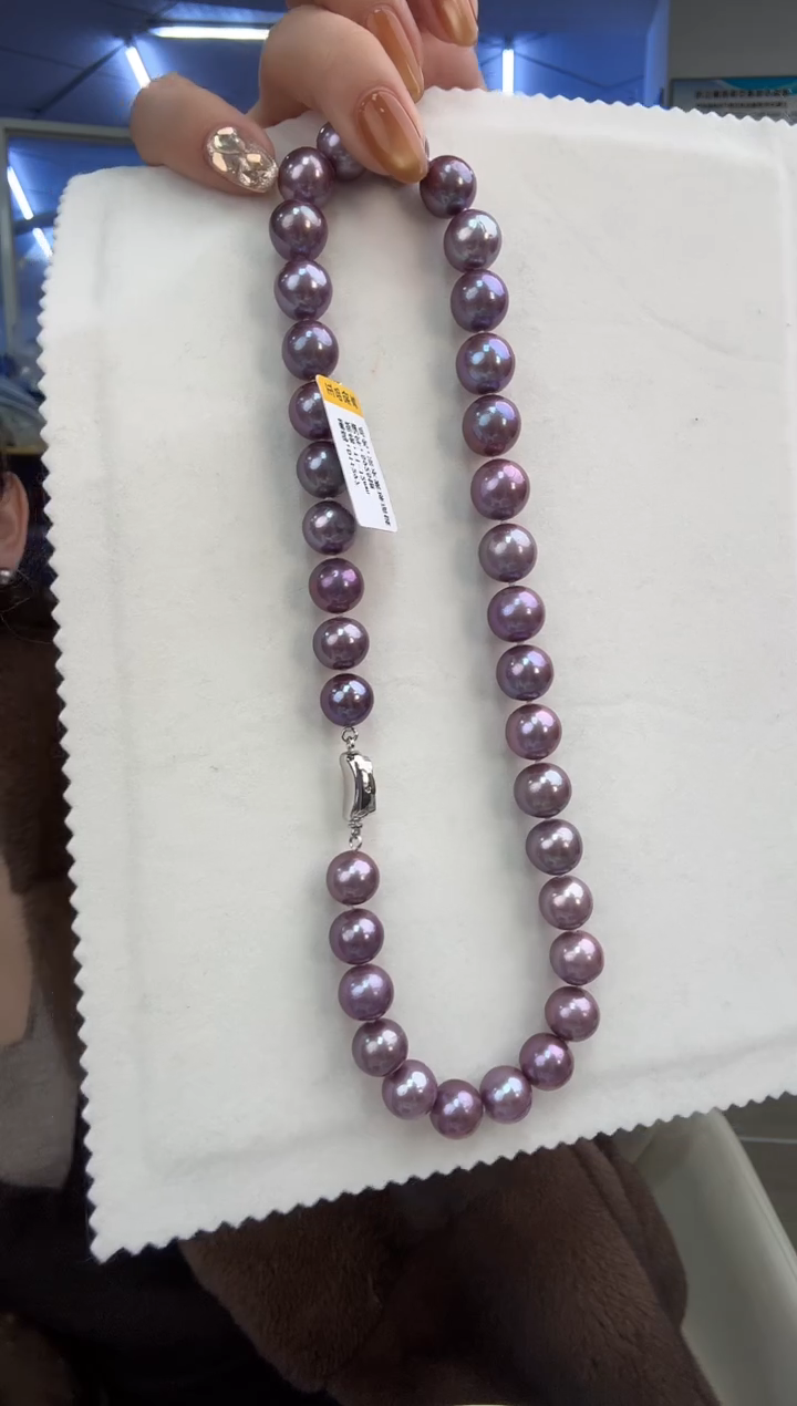 项链未镶嵌淡水珍珠淡水紫珠珍珠项链11-12mm