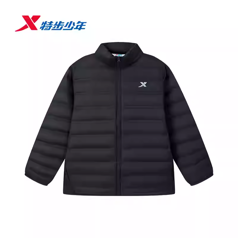 特步儿童装2025冬新款男大童轻薄羽绒服保暖运动外套675425194002