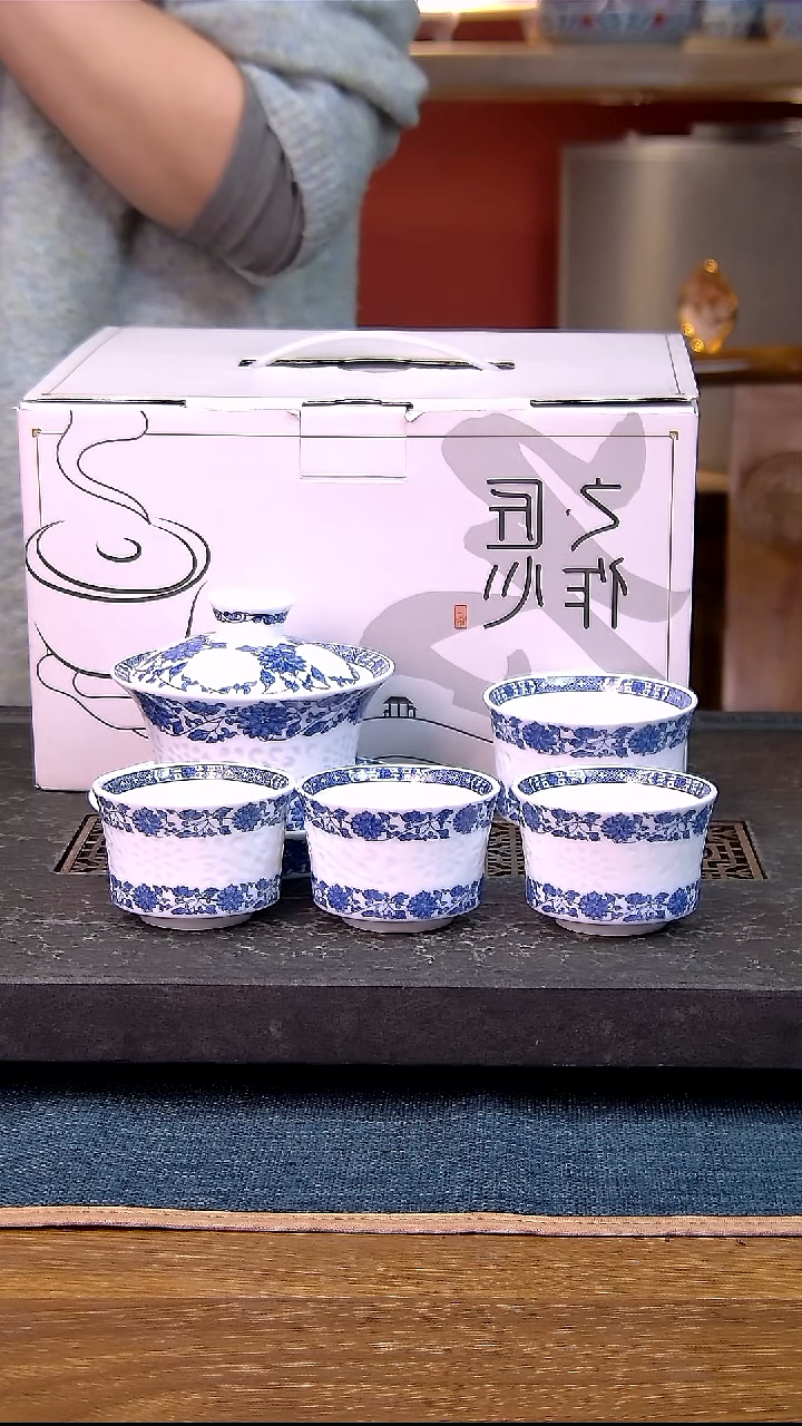 礼盒款5件套 老陶泥开片纹陶瓷茶具