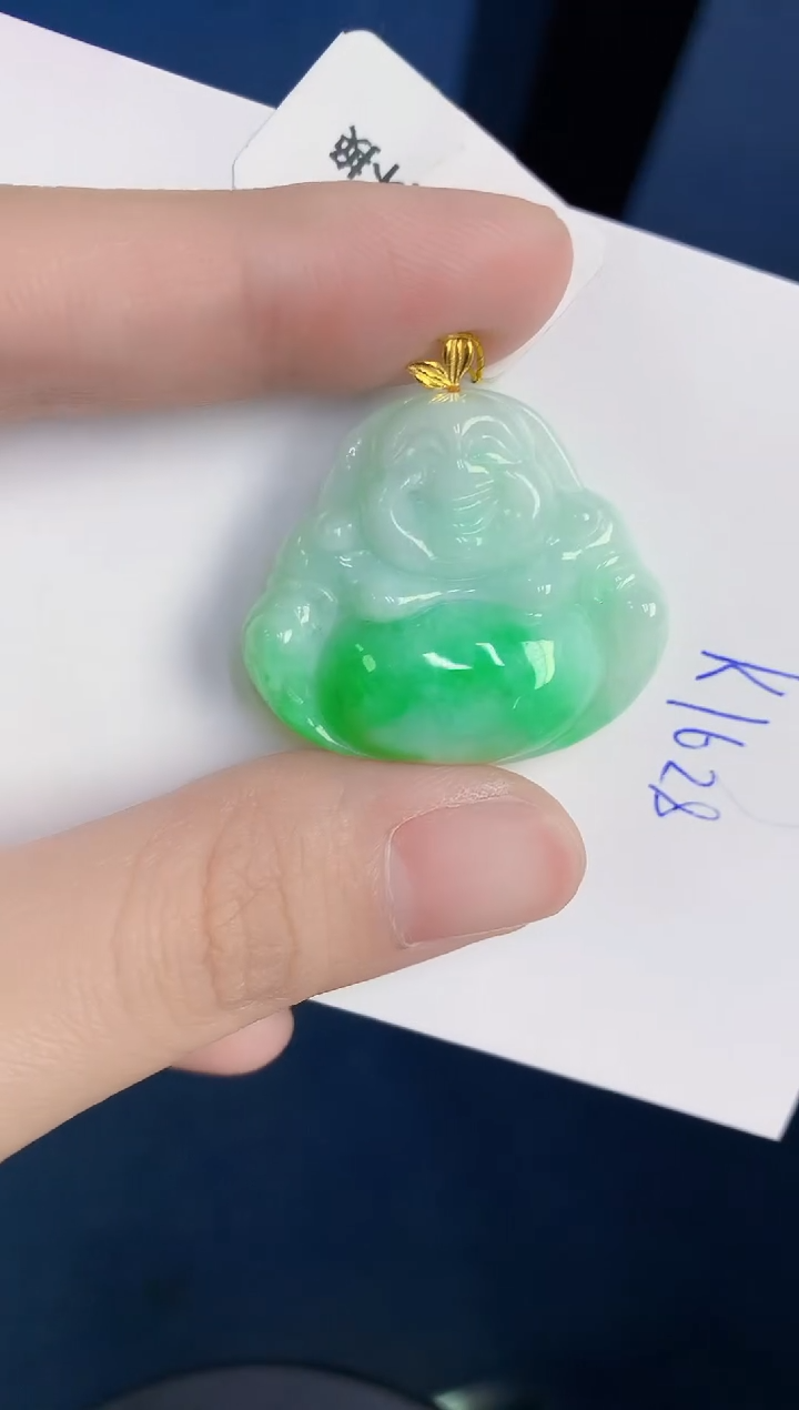 颈饰18K金镶嵌翡翠天然翡翠缅甸A货