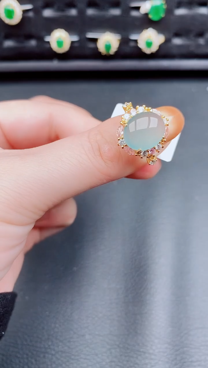 【闪购商品】翡翠戒指银S925镶嵌天然a货翡翠218