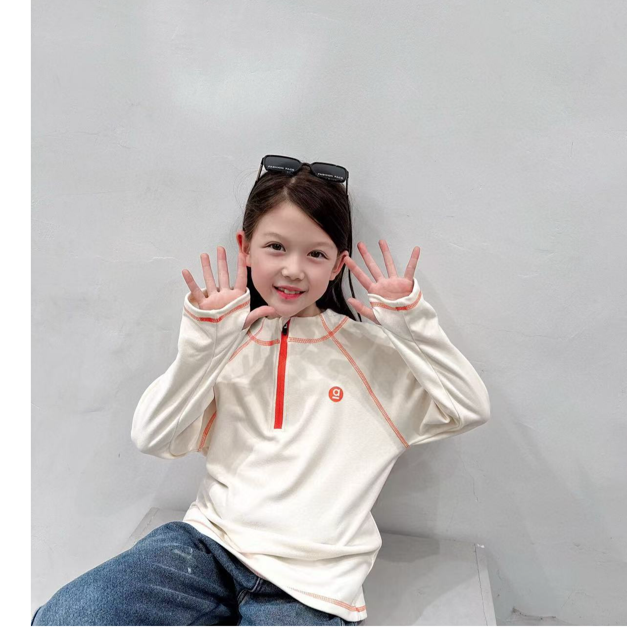 春秋款男女童圆领立领吸汗洋气长袖春秋T恤时尚韩版运动T