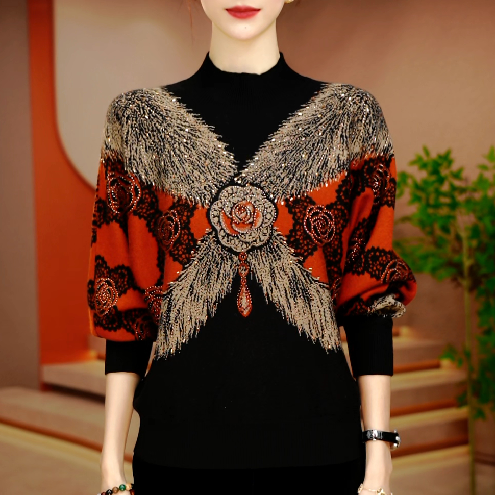 F250867-秋冬新款抗起球针织羊毛衫减龄洋气宽松女士气质时尚