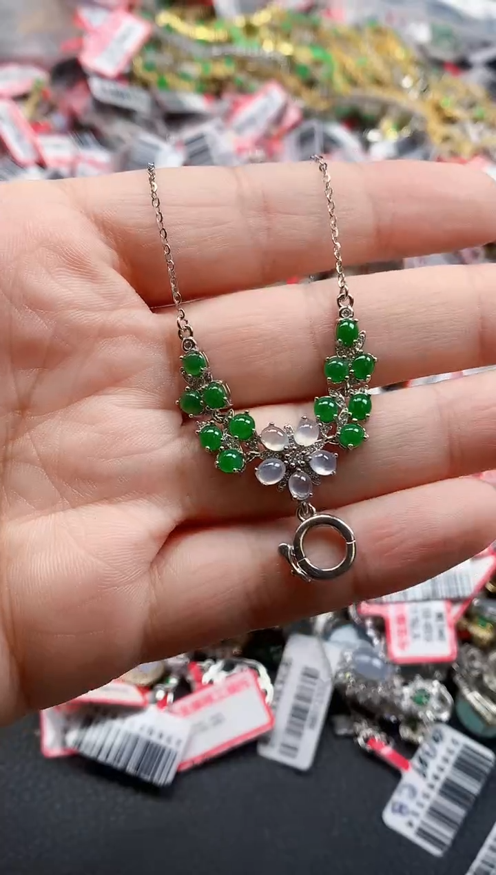 银S925镶嵌戒指翡翠天然A货缅甸翡翠