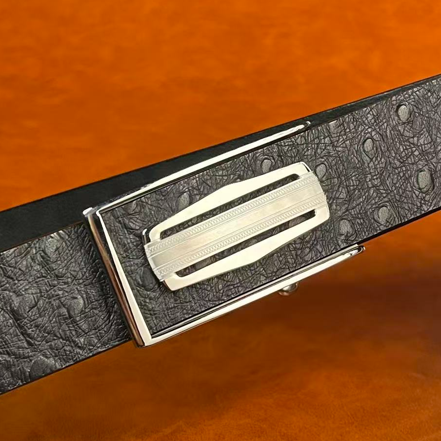 纯手工不锈钢无牙自动扣男款皮带头层牛皮腰带休闲百搭真皮裤带