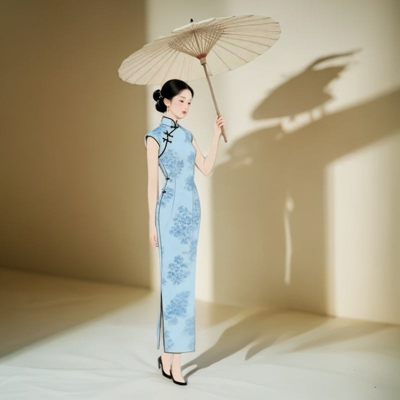 中式高端全开襟古法旗袍