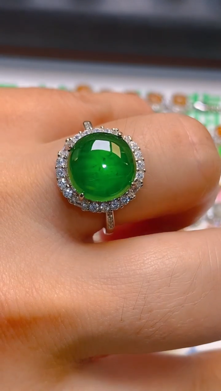 【闪购商品】翡翠耳饰银S925镶嵌天然A货翡翠1