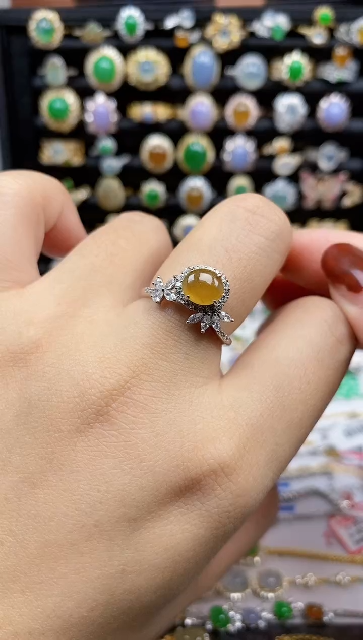 银S925镶嵌戒指翡翠8079