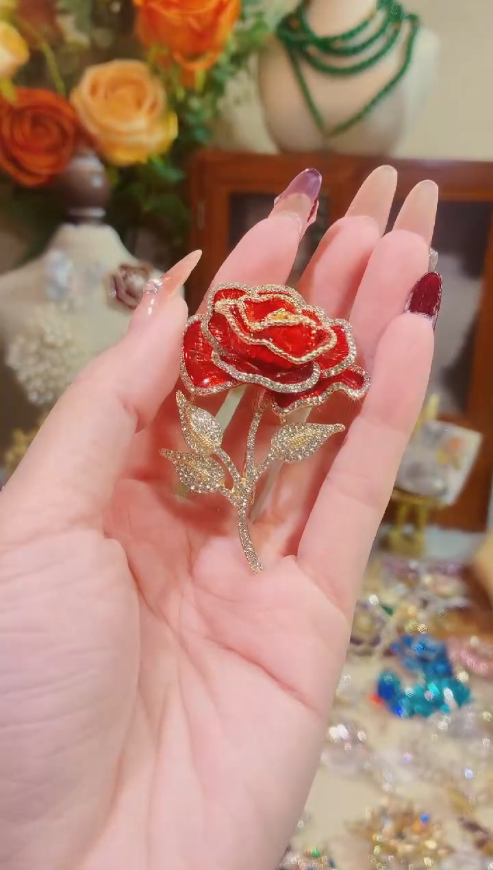 合成立方氧化锆铜合金红色玫瑰