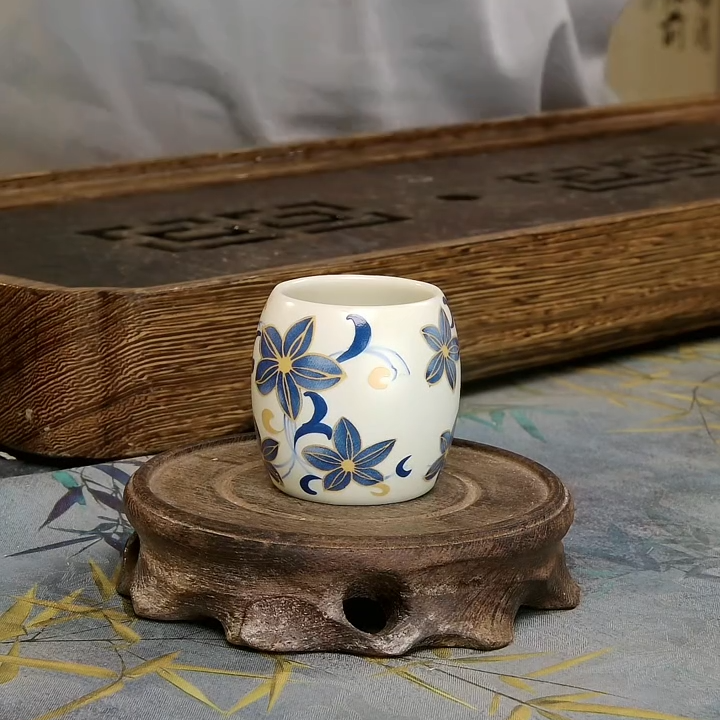 亘古灵兰百合花茶杯个人品茗茶具客杯泡茶杯子喝水杯陶瓷主人杯