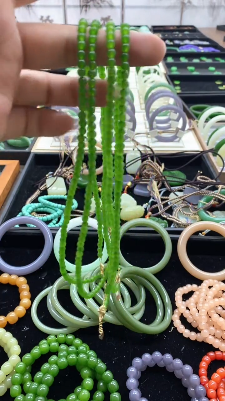 和田玉（碧玉）未镶嵌项链4mm+