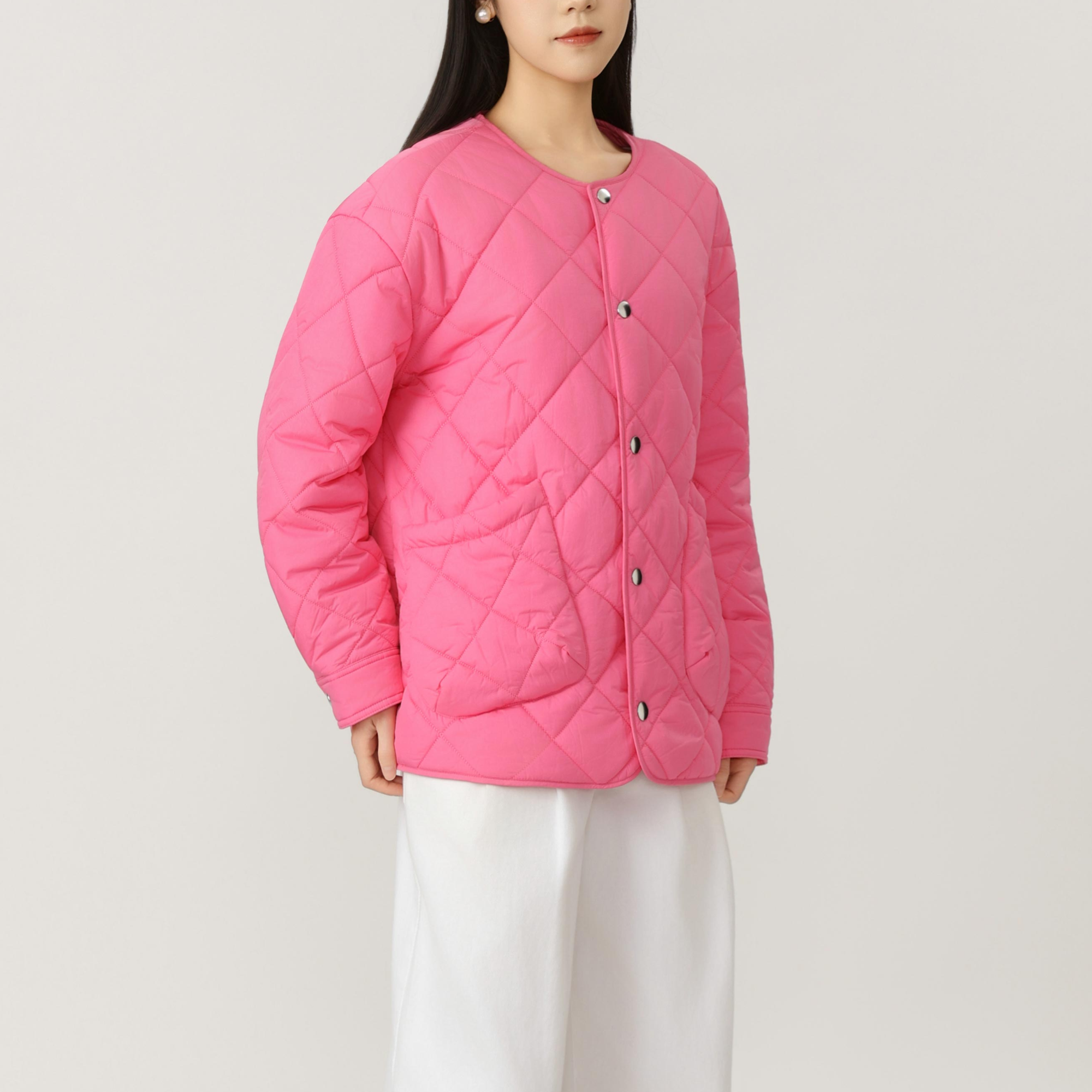  女装衣橱【商场同款】秋冬款时尚韩版宽松菱形格新雪丽棉服5400730