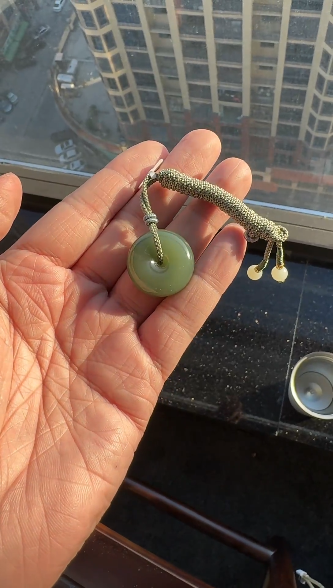 【闪购商品】和田玉颈饰未镶嵌粉青平安扣吊坠颈饰带绳