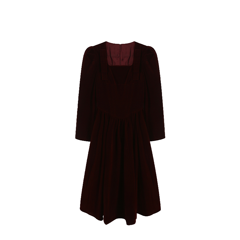 复古法式小黑裙显瘦气质黑色秋冬连衣裙时尚轻奢裙子礼服ZL39965