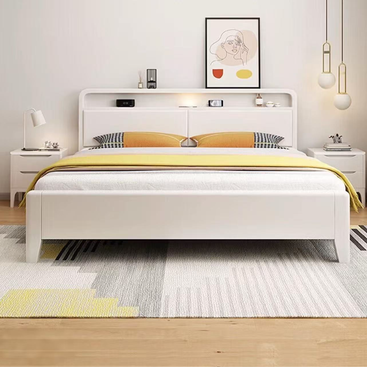 北欧实木床1.2米1.35米1.5米1.8米轻奢简约经济型主卧室大床