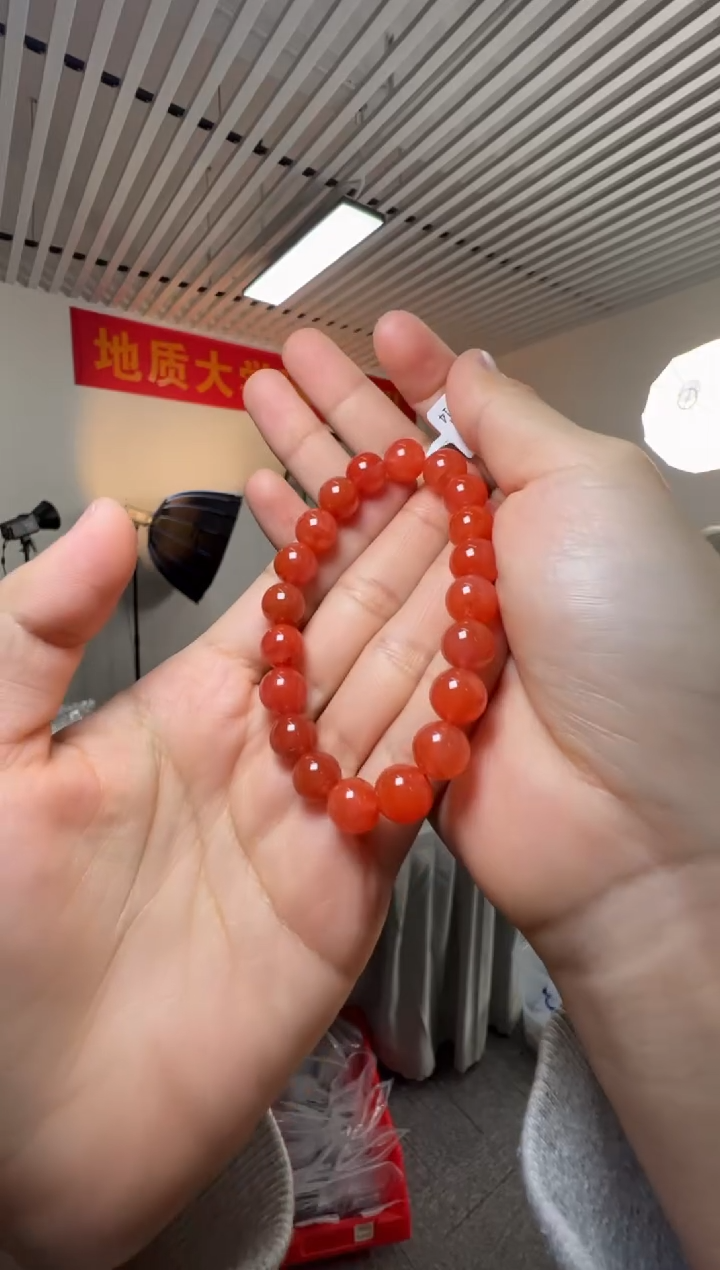 手串未镶嵌南红玛瑙约9mm满色南红圆珠单圈手串