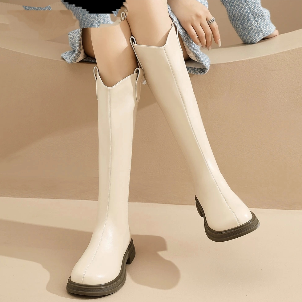 W13701弹力瘦瘦靴女新款厚底增高不过膝长靴高筒骑士靴长筒靴子