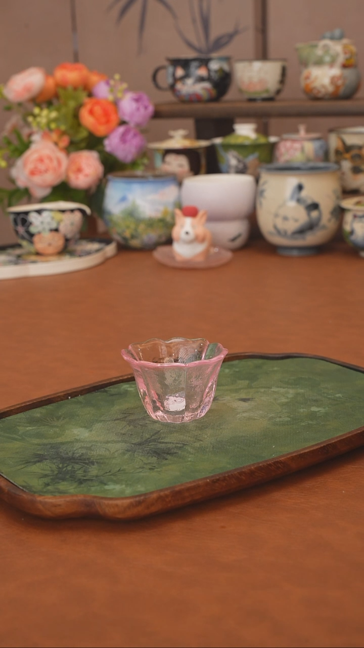 【落单】粉色琉璃品茗杯