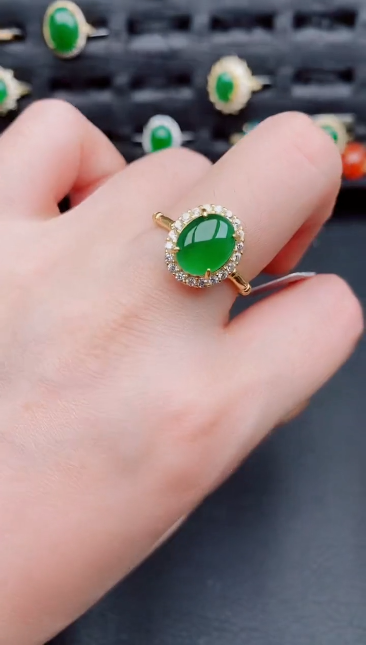 【闪购商品】翡翠戒指银S925镶嵌天然a货翡翠300