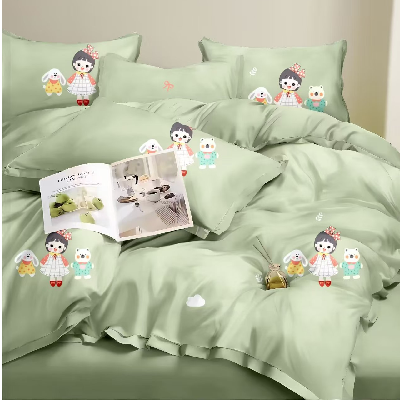 磨绒纯棉卡通碎花四件套