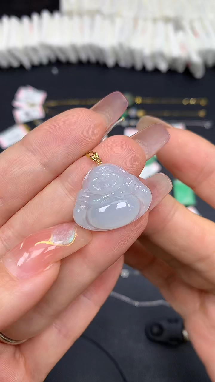 翡翠18K金镶嵌吊坠(不含链)MS193737