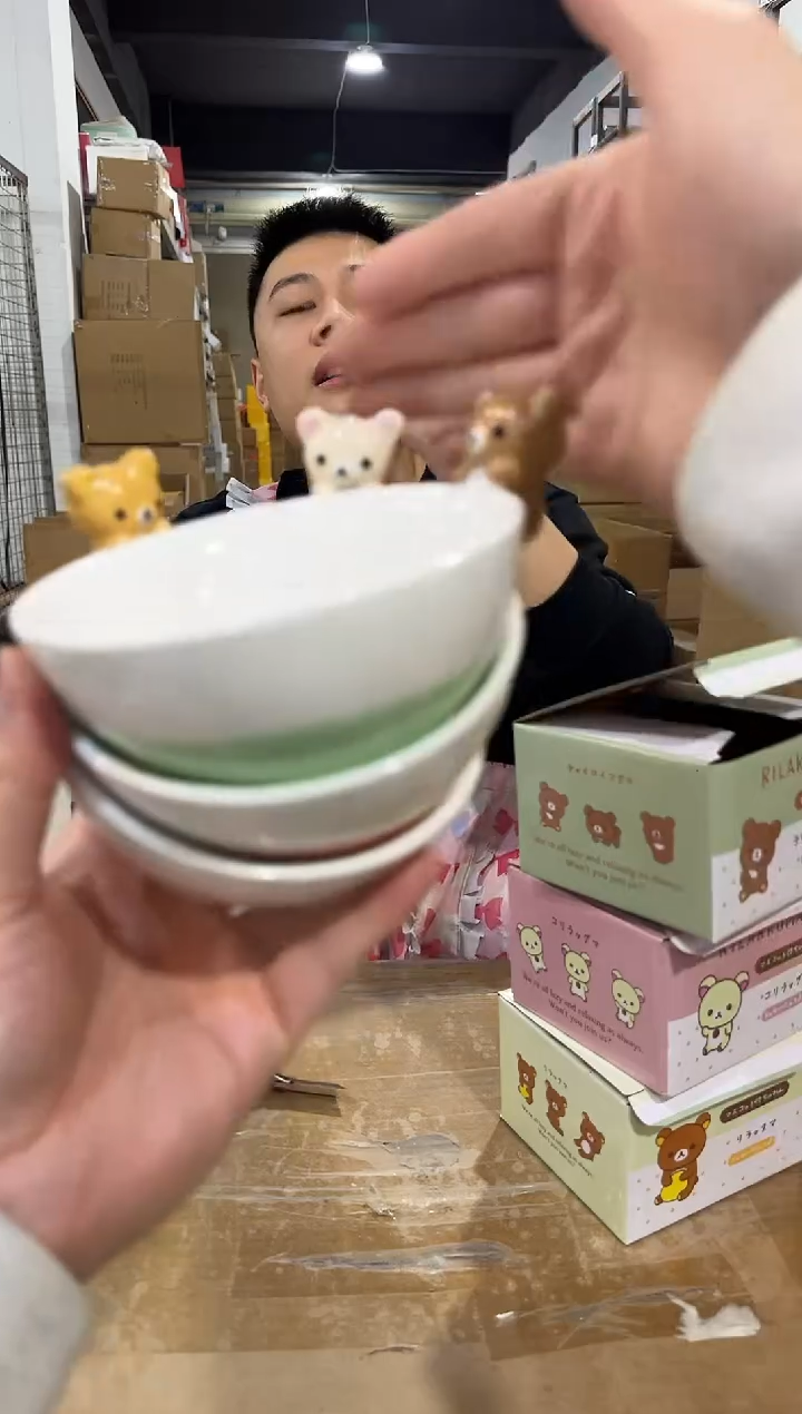 瓷片轻松熊公仔碗3件套 瑕疵不退换