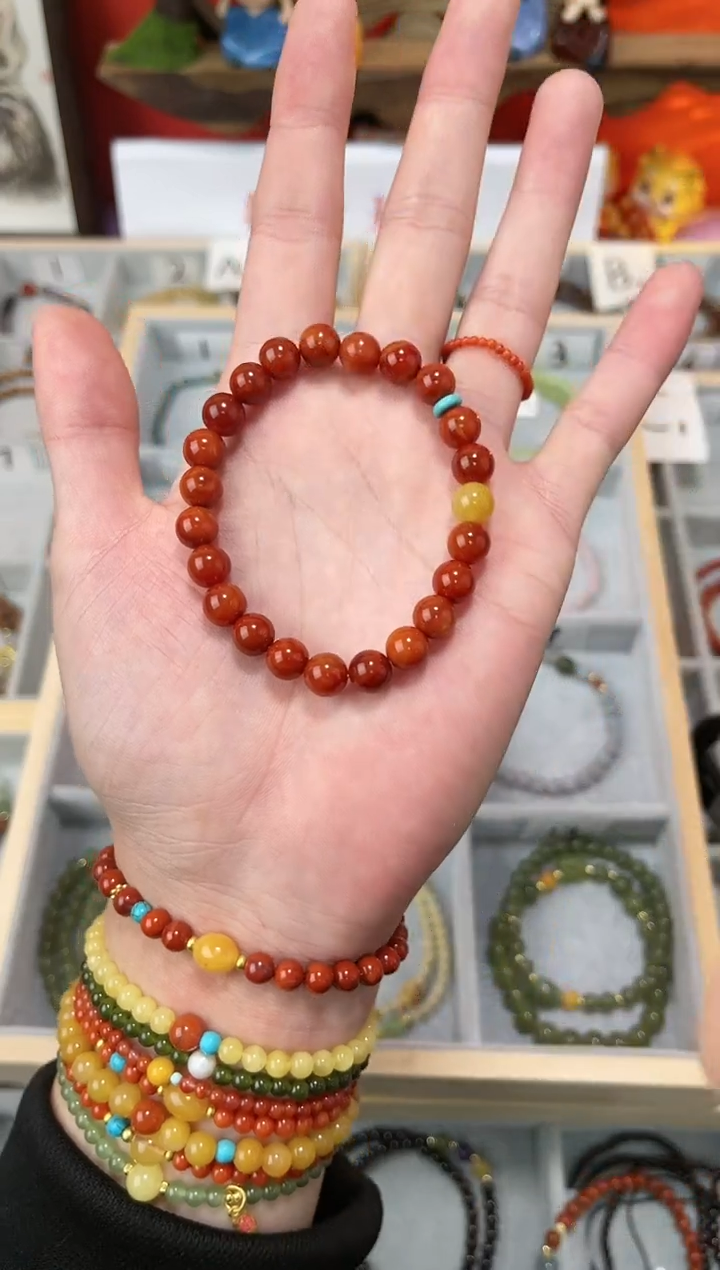 【闪购商品】南红玛瑙手串未镶嵌0.8南红单圈QF-A194