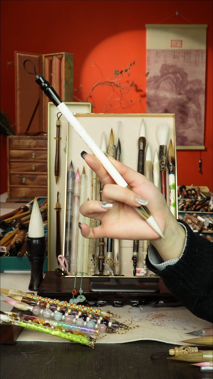 453号闪孤品高货毛笔链接 清水试笔 蘸墨不退