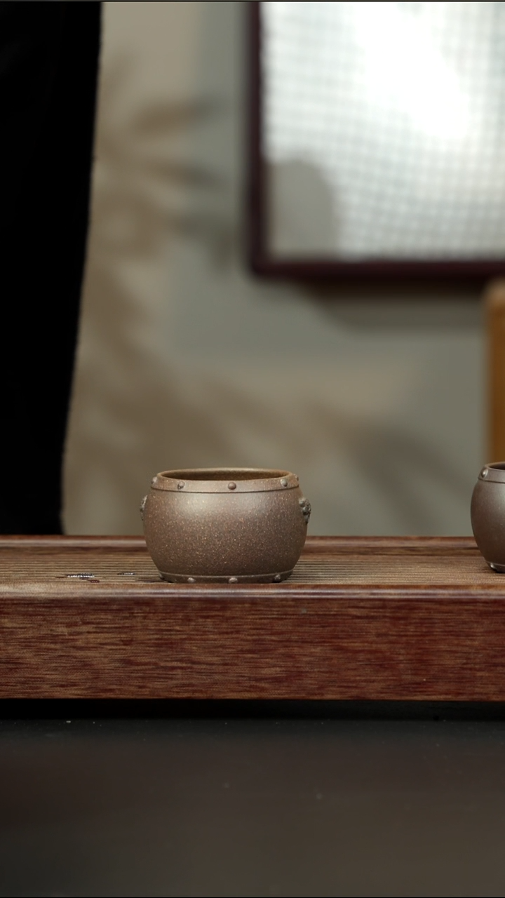 茶壶紫砂岩中泥六拼 战鼓杯