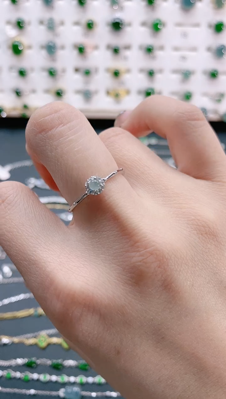 【闪购商品】翡翠戒指银S925镶嵌天然翡翠