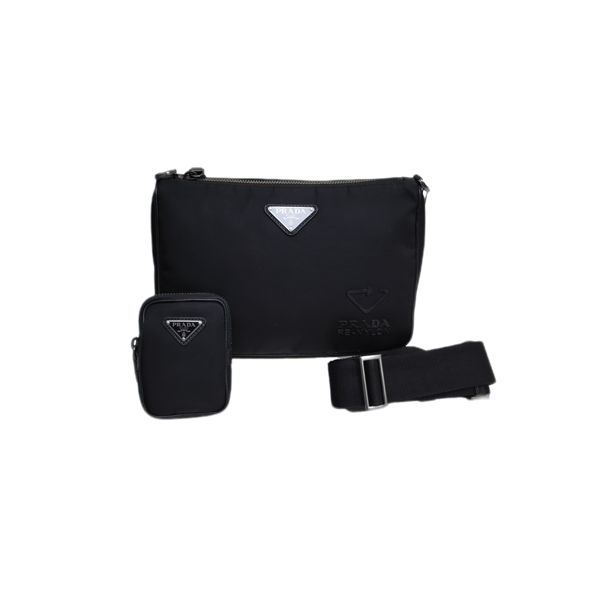 99新 Prada/普拉达 二奢男女包97新时尚黑色尼龙二合一单肩包1105