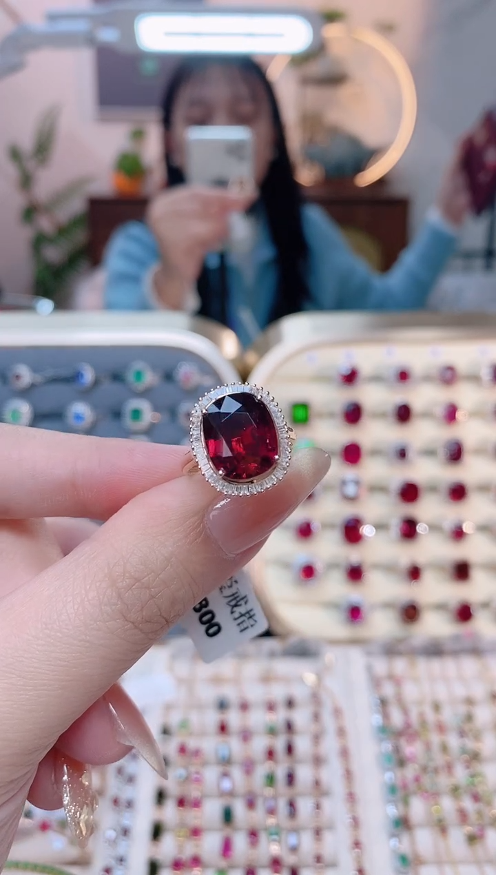 【闪购商品】碧玺18K金戒指18K金镶嵌1