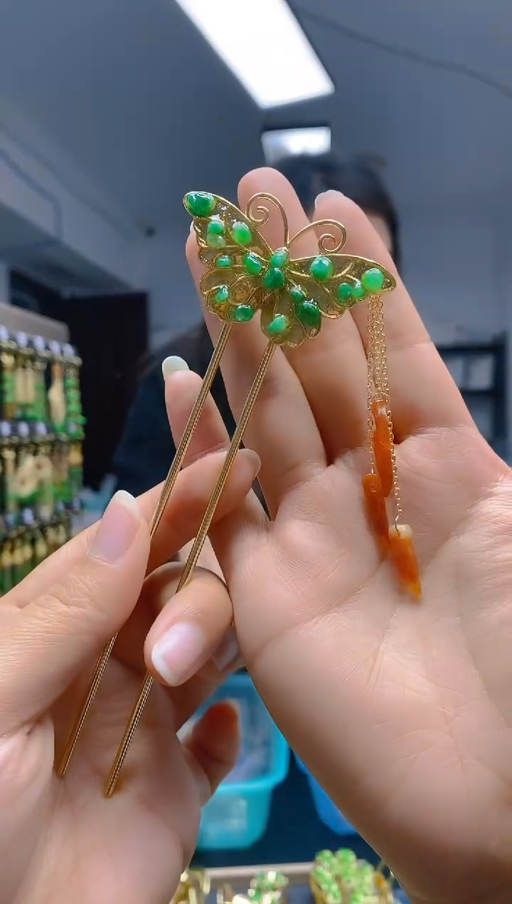 【闪购商品】翡翠耳饰合金0606翡翠发簪