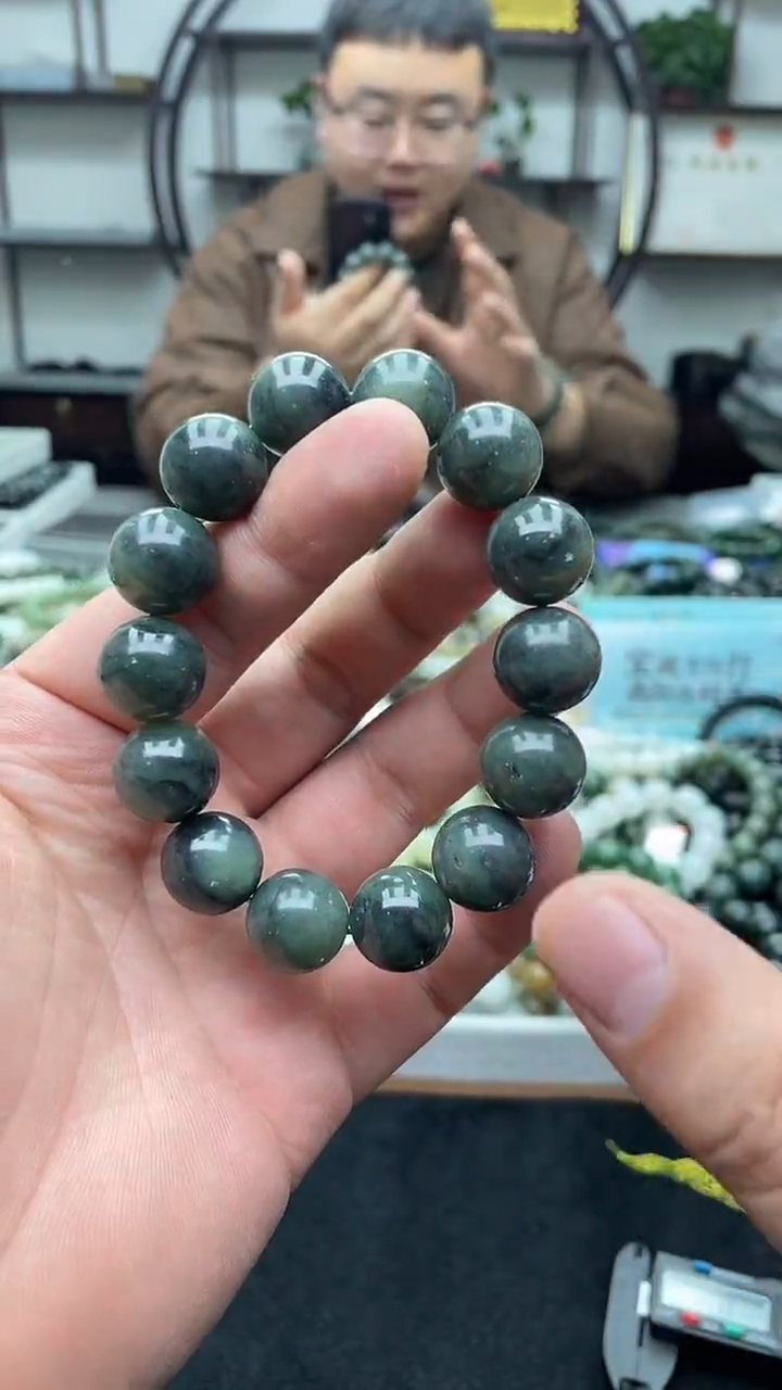 未镶嵌手串和田玉新疆飘墨青花16