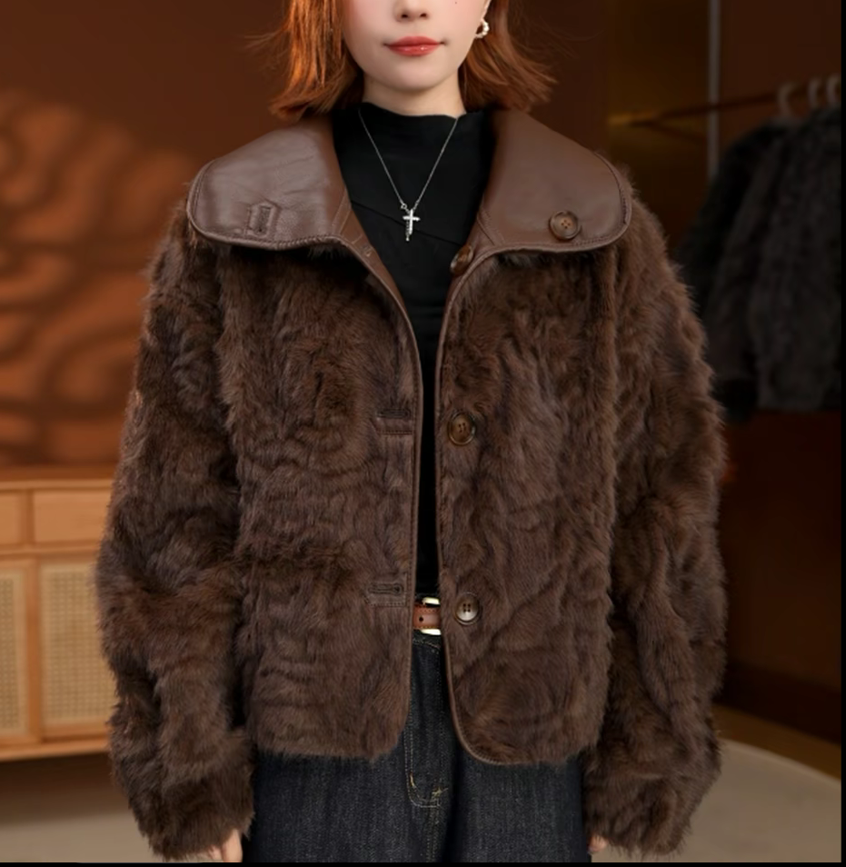 【双面双穿】2025新款气质貂绒皮毛一体加厚保暖冬季百搭翻毛外套
