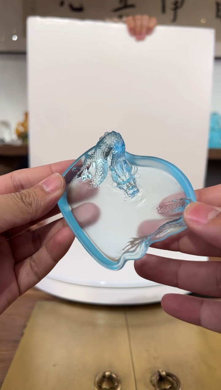 【闪购商品】摆件FML038祥龙墨碟水晶琉璃摆件
