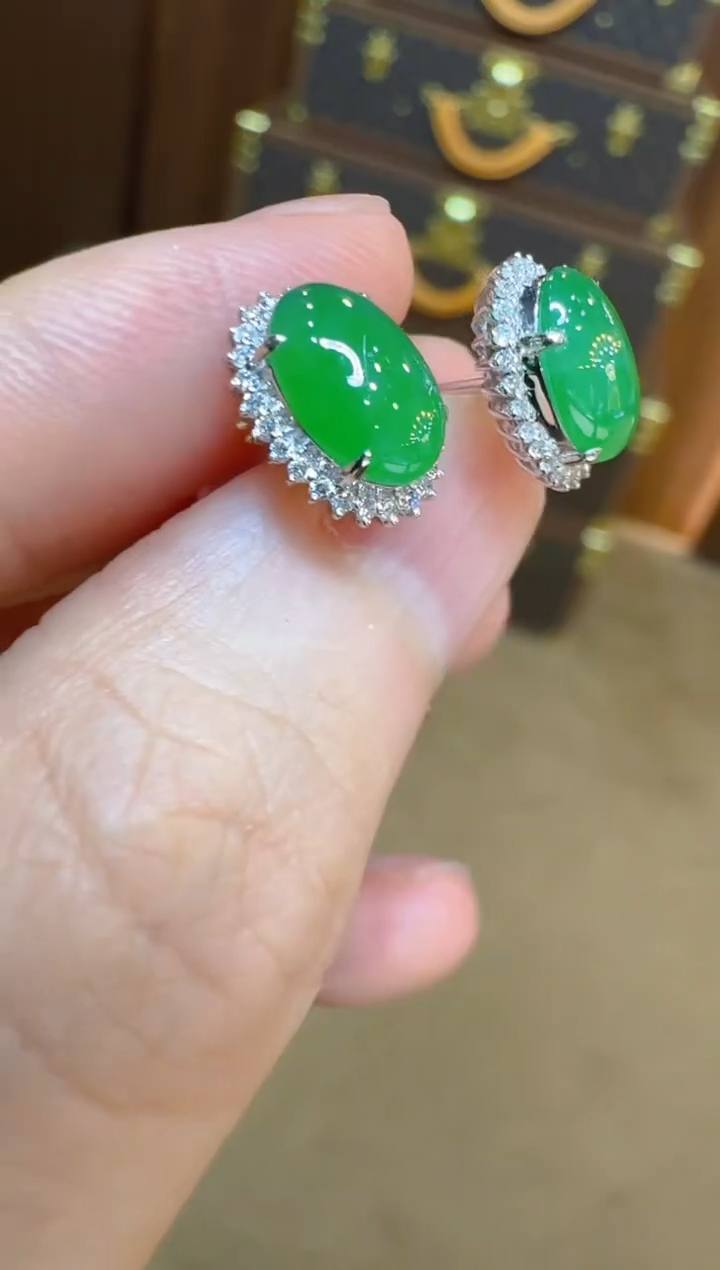 翡翠18K金镶嵌耳饰多样性团购发一件