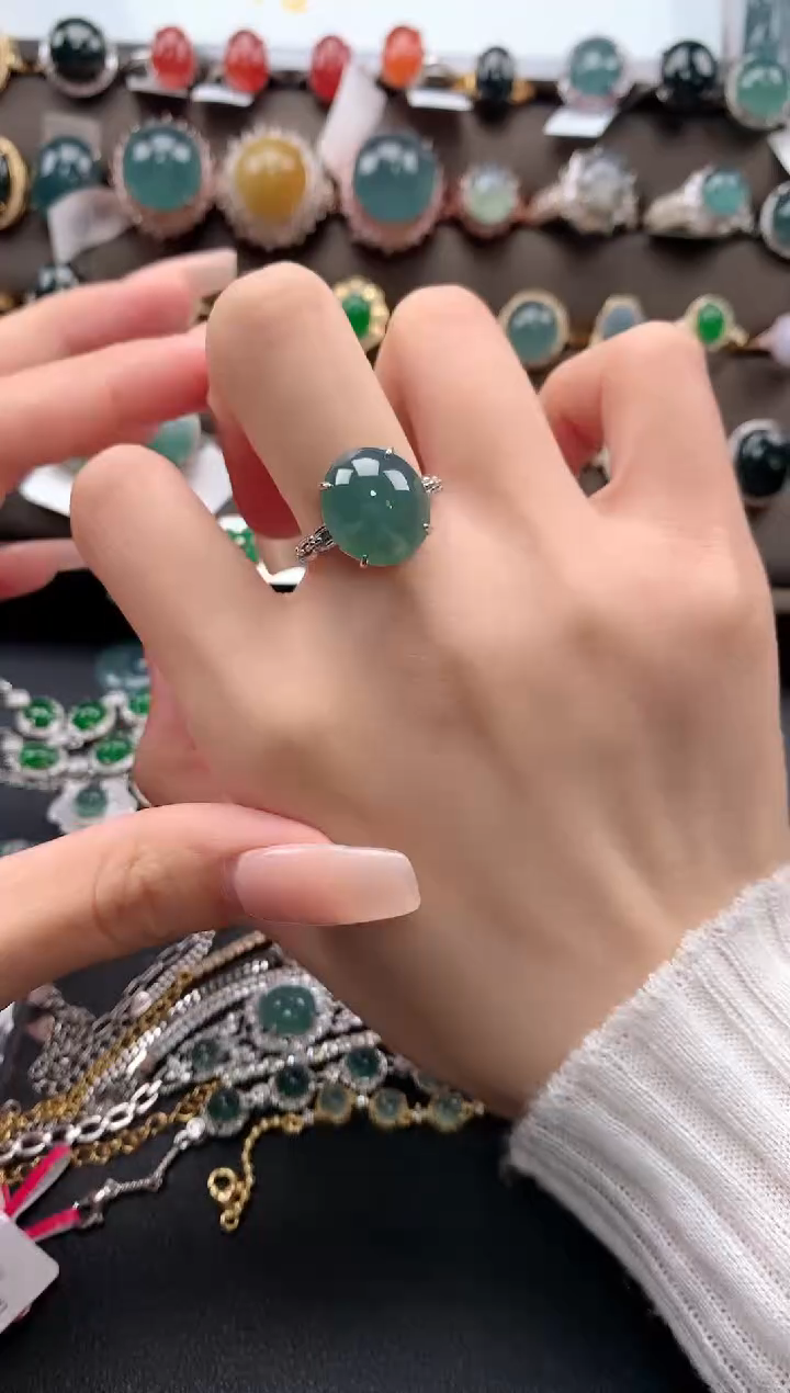 【闪购商品】翡翠戒指银S925镶嵌4324324