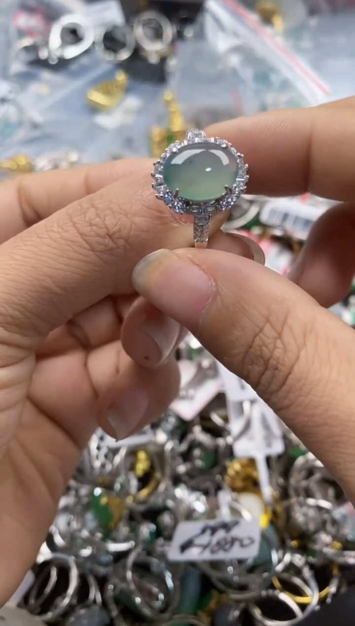 银S925镶嵌戒指翡翠333---10